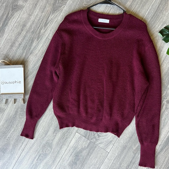 Elodie (Nordstroms) Burgundy Chunky Knit Crewneck Casual Cozy Sweater Size S - Picture 1 of 8